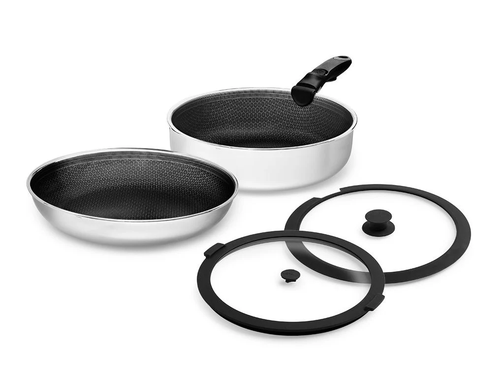 GEMISCHTE BRATPFANNE MIT ABNEHMBAREM GRIFF – 2-TEILIGES SET